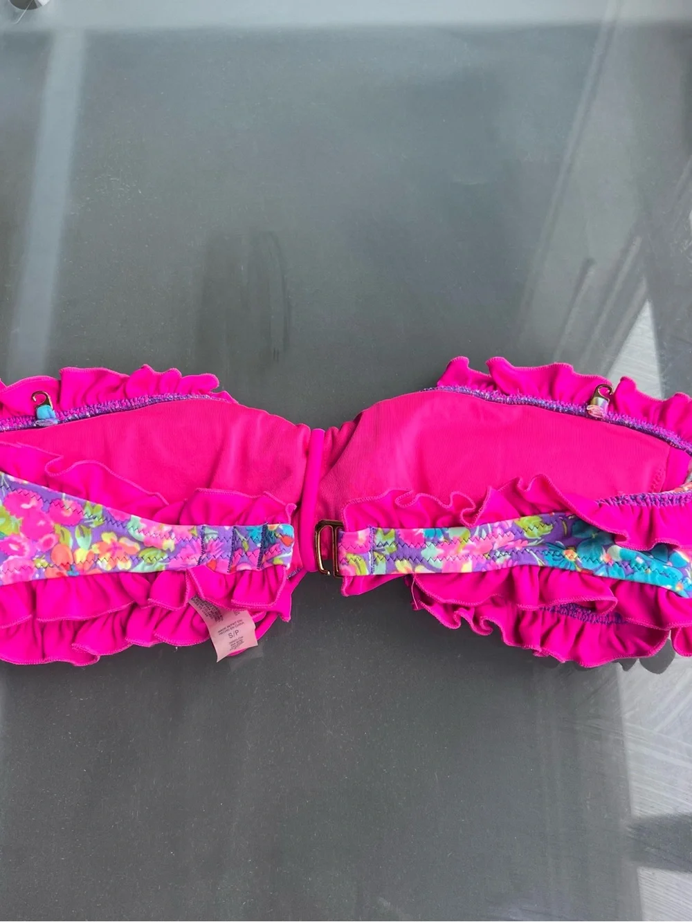 Victoria's Secret Hot Pink Floral Trim Bikini Bottoms - Picture 6 of 8